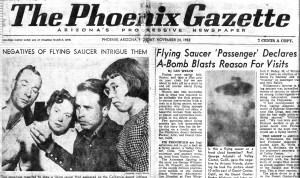 El 24 de noviembre de 1952 el The Phoenix Gazette publicó por primera vez la historia del encuentro en el desierto de Adamski y sus acompañantes