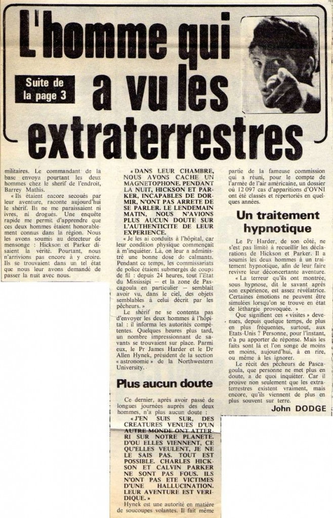 French news cutting of the encounter